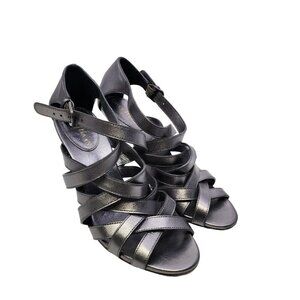 Cole‎ Haan Silver Leather Strappy High Heel Shoes Size 7.5
